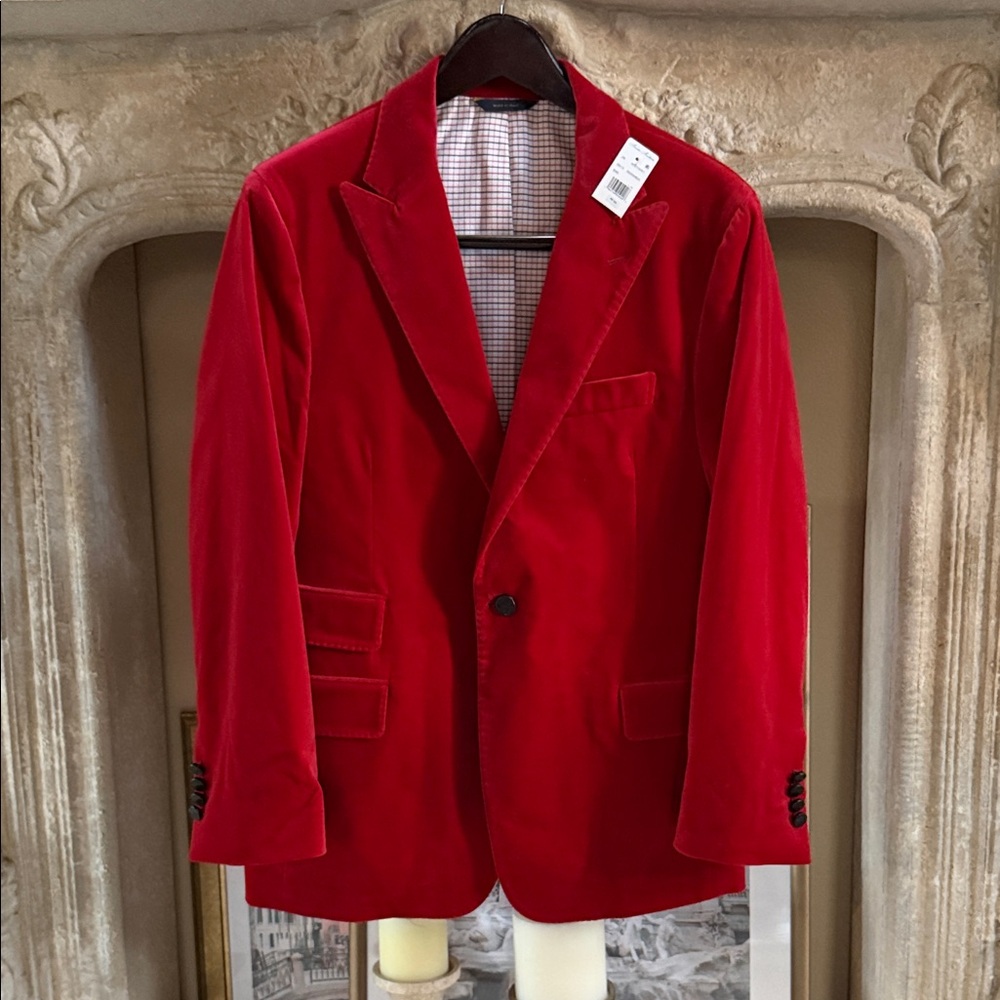Brooksbrothers 1818 Elegant Red Velvet Men's Blazer